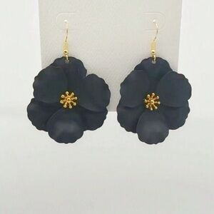 Black Flower Drop Earrings